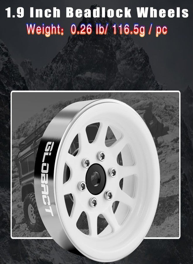 GLOBACT 1.9 Beadlock Wheels Rims RC Wheel Hub for TRX4 TRX6 Axial SCX10 I II III Pro Redcat 1/10 RC Crawler Upgrade Accessories (4Pcs White) - Image 3